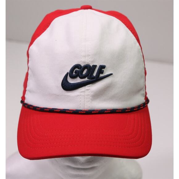 Nike Golf Red/White Rope Panel Classic99 DriFit Adjustable Hat Cap - Picture 6 of 9